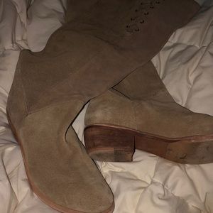 To the knee suede western style boots